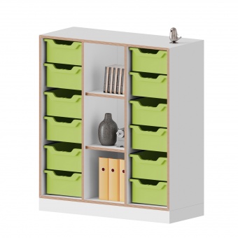 qickly® Schrank, 3 OH, 12 große Ergo Tray Boxen, B/H/T: 104,2x110,5x42,6 cm 